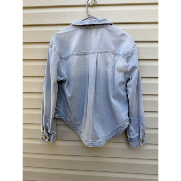 Carve Designs Denim Shacket Light Wash Button Front Womens Large New - Picture 3 of 5